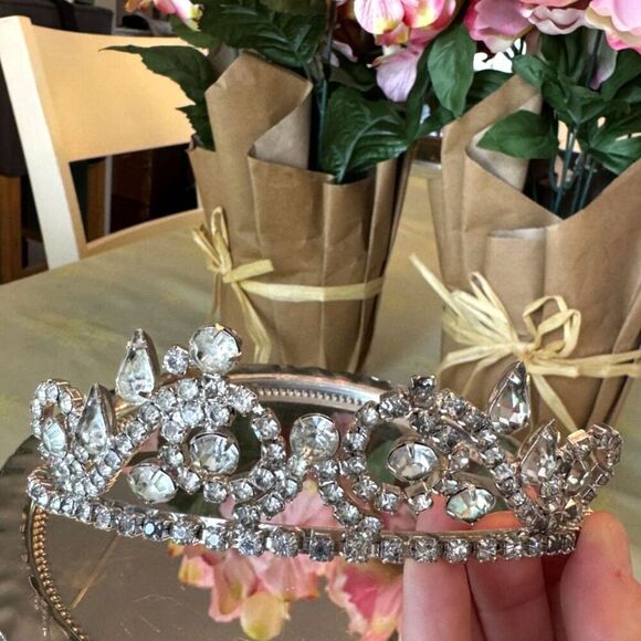 none Other - GORGEOUS antique Tiara Crown old rhinestones; must see